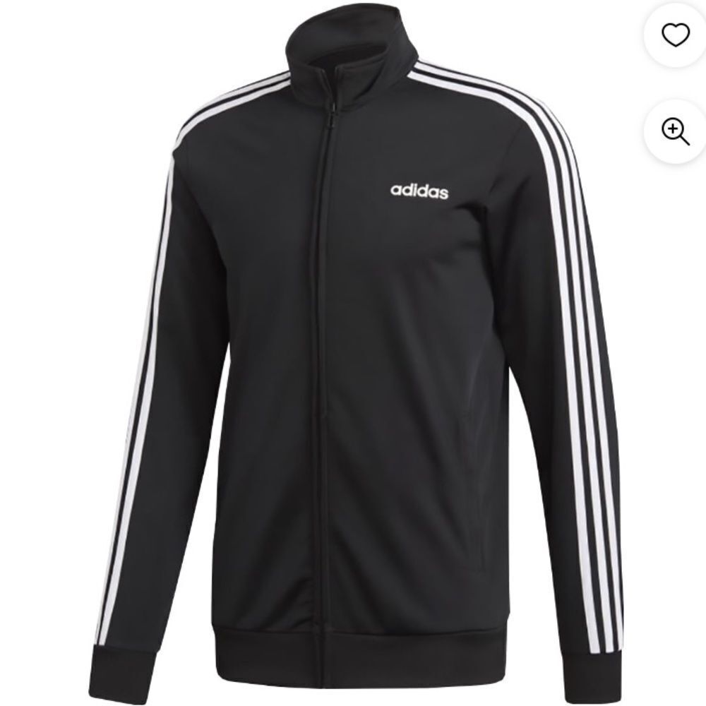 Men’s Adidas Essentials Triple Stripe Track Jacket Black and White Size Small